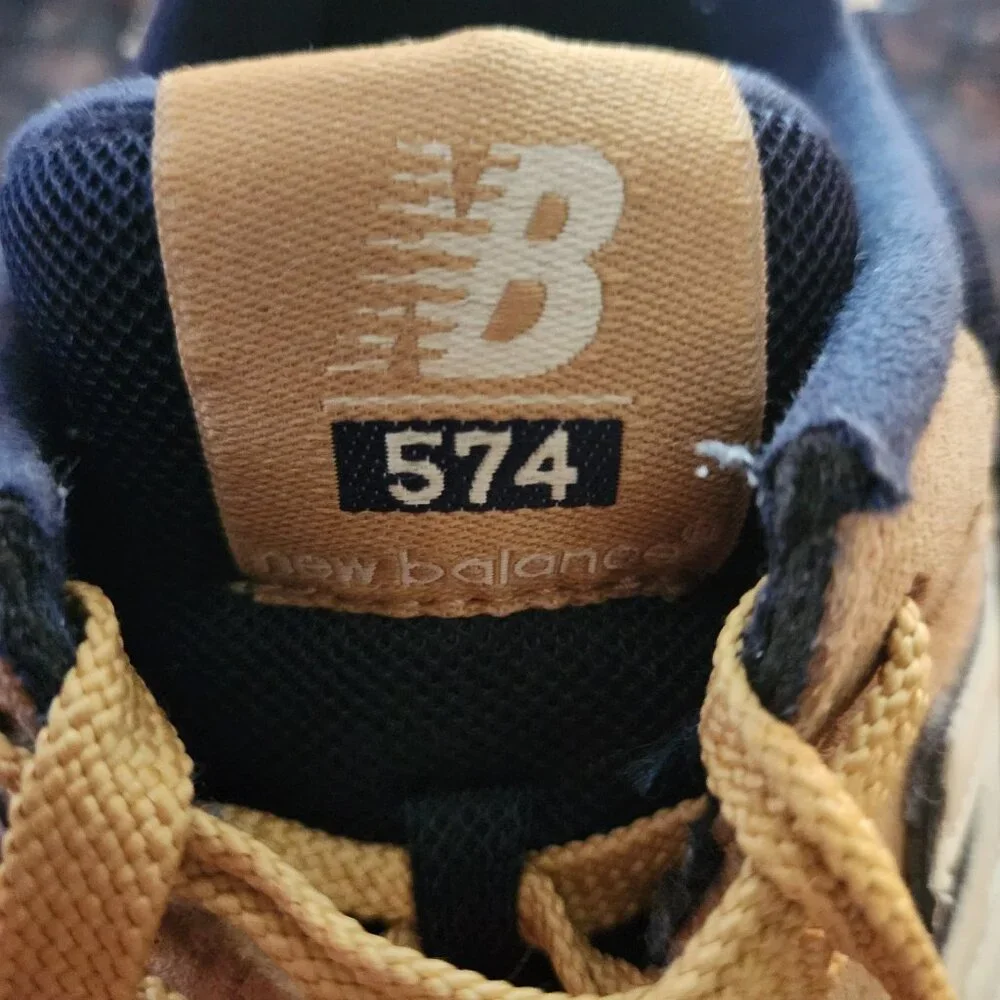 New Balance Mens 574 Running Sneakers M574TNS Blue Brown Tan Size 10 Good used